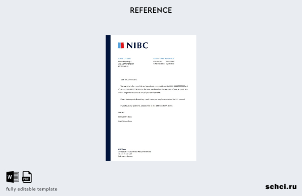 цифровая загрузка шаблона справки о закрытии банка NIBC в Нидерландах
